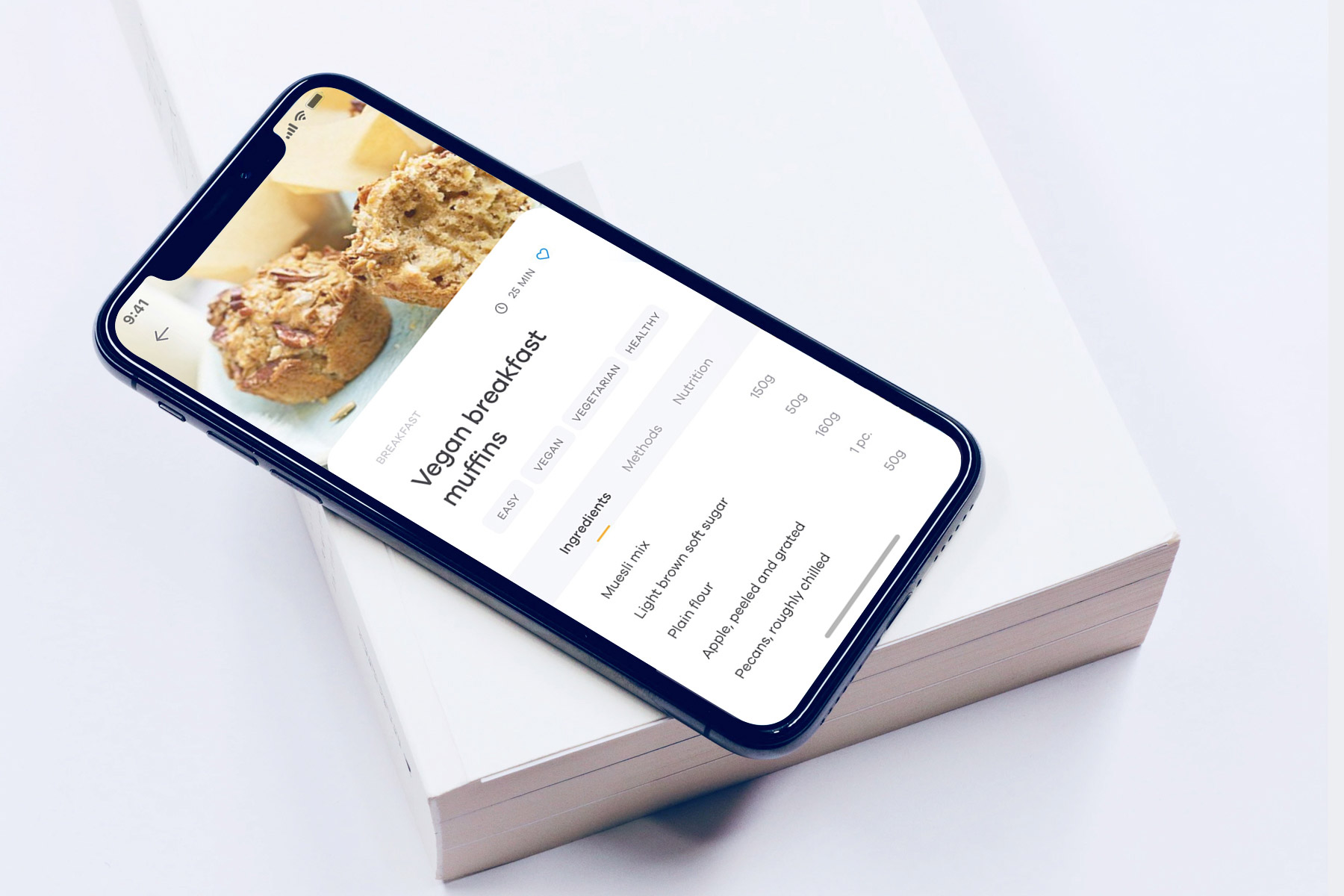 foodrush vegan breakfast muffins recipe screen on iPhone