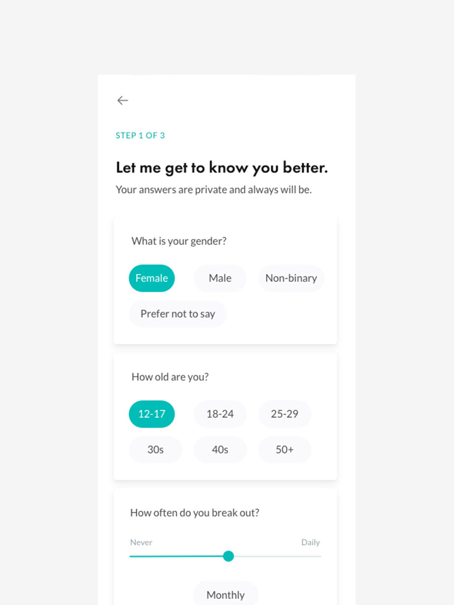 Lively app questionnaire screen step 1 about you