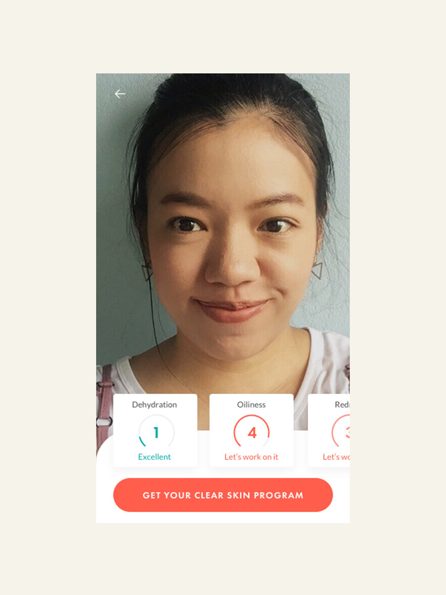 Skin analysis AI scores with facial image